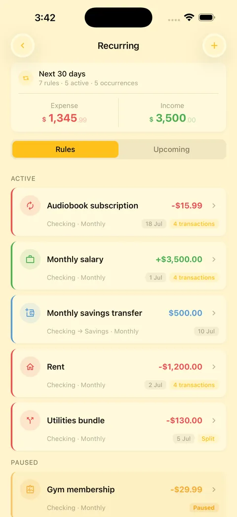 Wallety recurring transactions and subscriptions